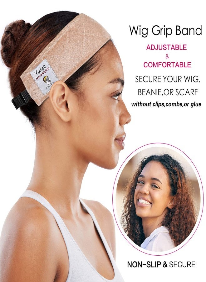 Yuest Grip Band - Lace Front Headband for Secure, Non-Slip Grip and Keeping Wigs in Place - Velvet No-Slip Gripper Accessory for Women, Beige, 2 Pack - Image 2
